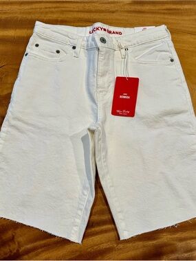 Lucky Brand White Loose Bermuda Denim Shorts